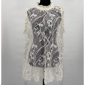 NWT Who What Wear Top Women L Blouse Sheer Romantic Fairy Coquette Whimsical